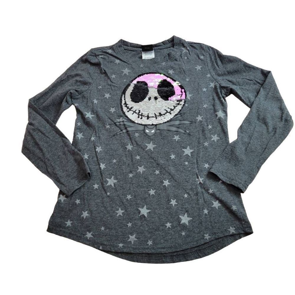 Nightmare Before Christmas Jack Skellington flip sequins shirt L10/12